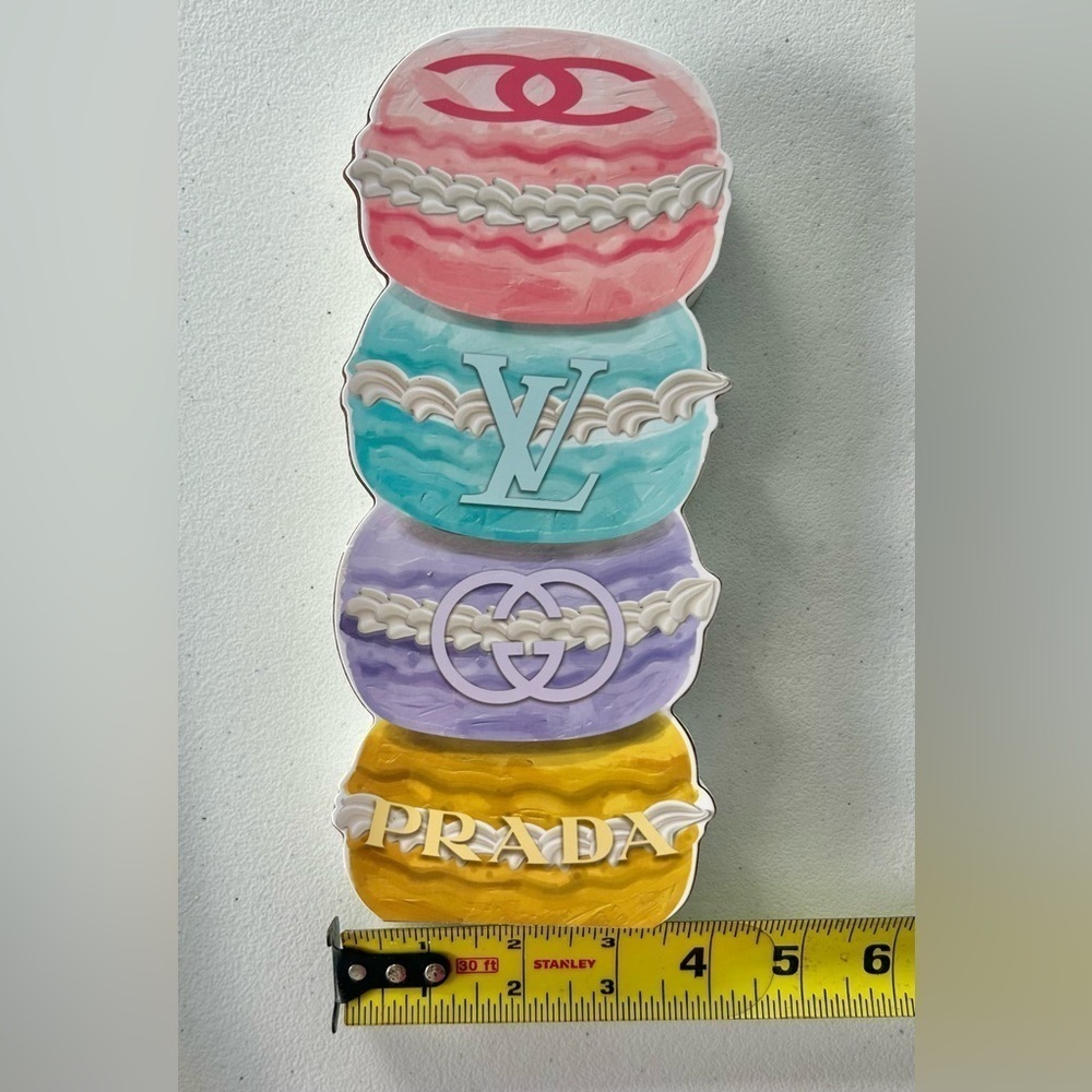 NEW!District Cheers Canvas Art - Chanel Pink & Green Wine Bottle-Wood Doughnut - Picture 7 of 10